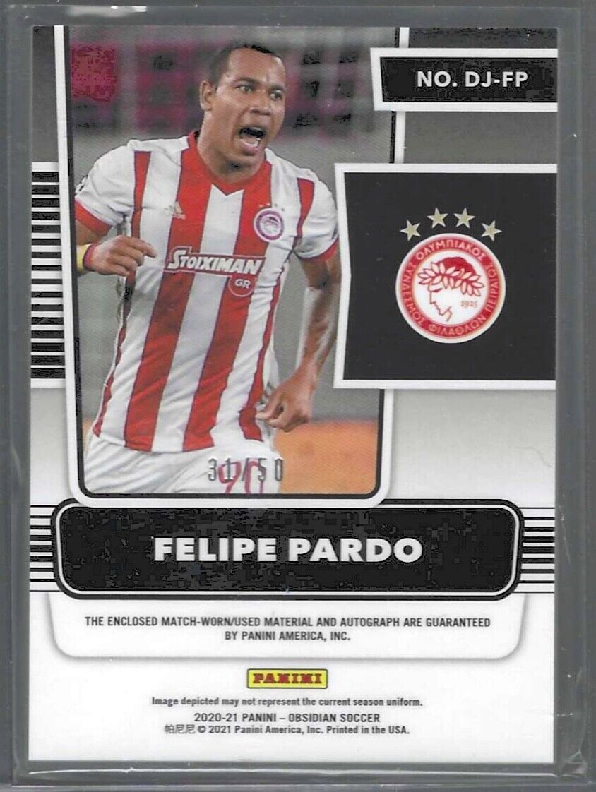 FELIPE PARDO 2020-21 PANINI OBSIDIAN ORANGE ETCH DUAL PATCH AUTO #D 31/50