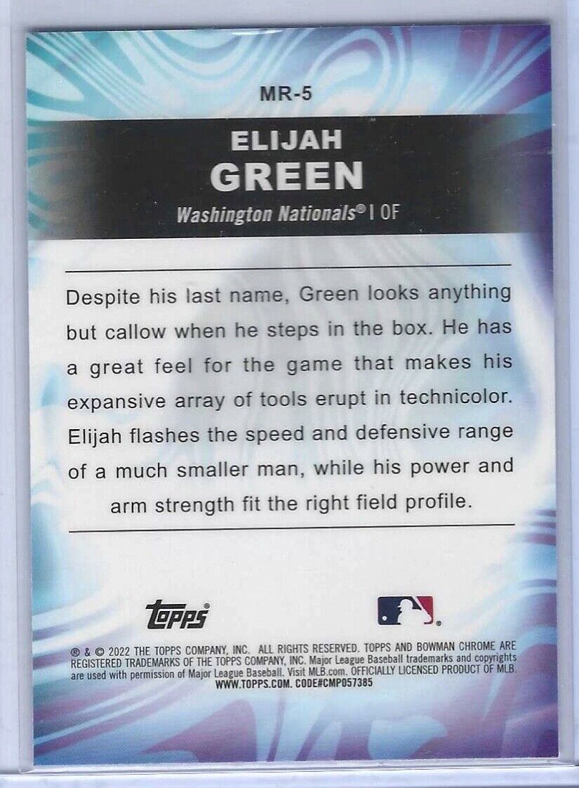 ELIJAH GREEN 2022 BOWMAN CHROME MOOD RING PROSPECT CASE HIT #MR-5
