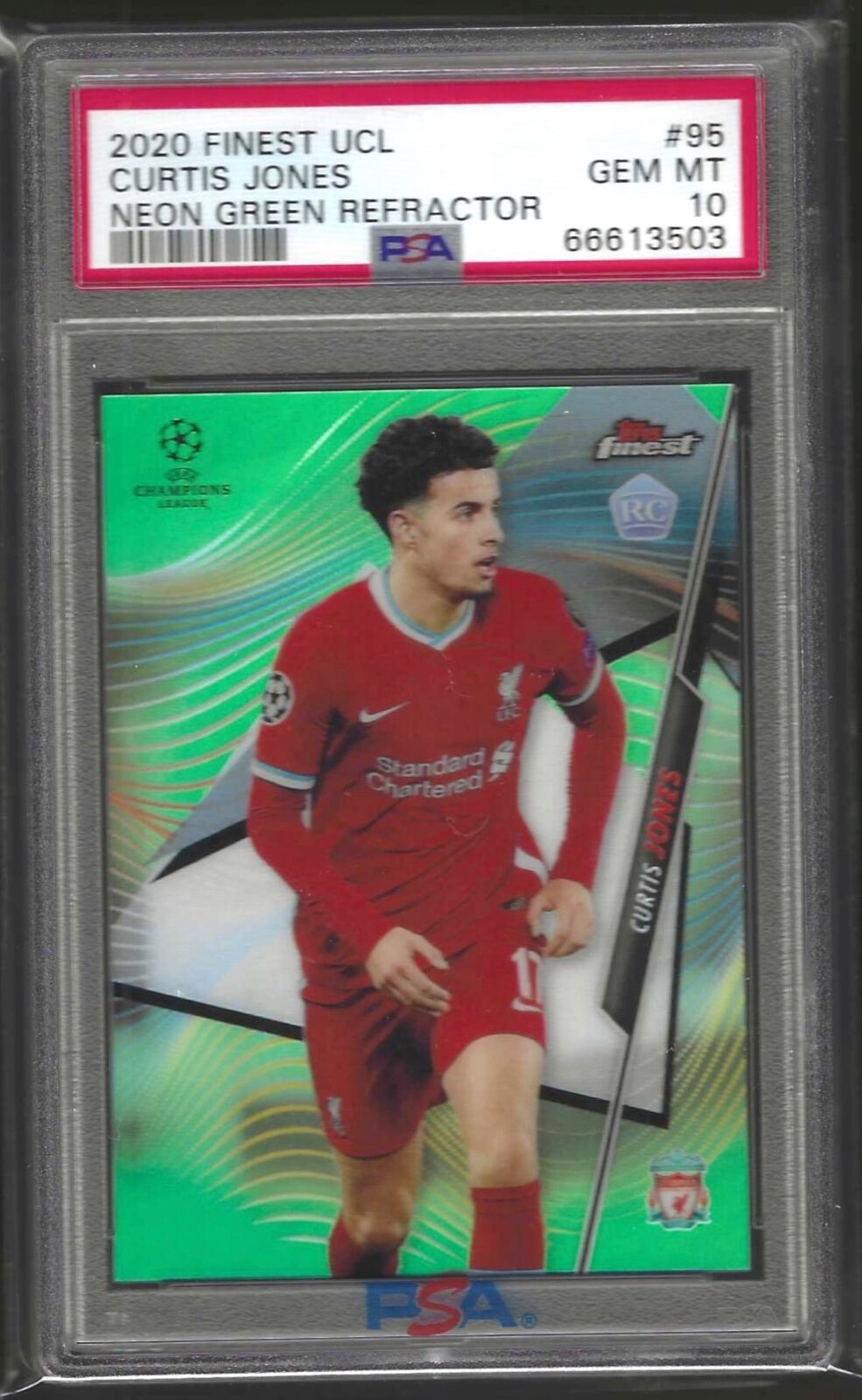 CURTIS JONES 2020-21 TOPPS FINEST GREEN REFRACTOR RC /99 PSA 10 GEM MINT POP 2