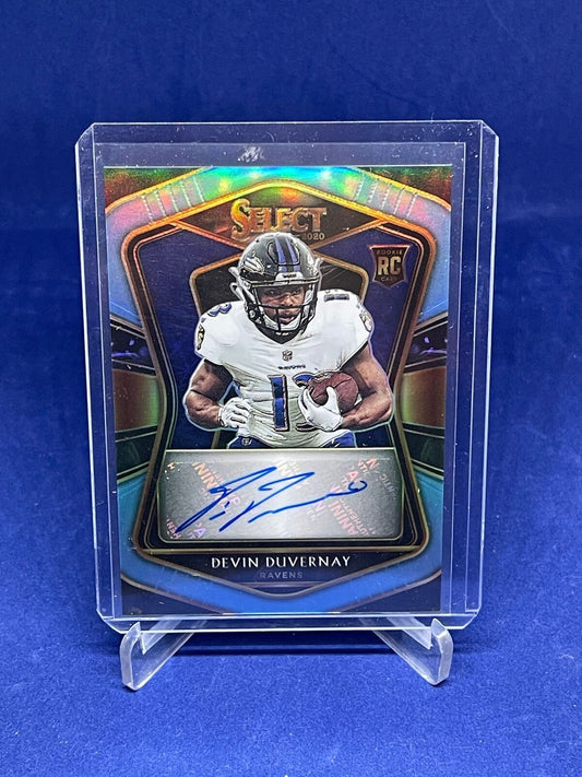 DEVIN DUVERNAY 2020 PANINI SELECT LIGHT BLUE PRIZM AUTO ROOKIE RC #D 47/49
