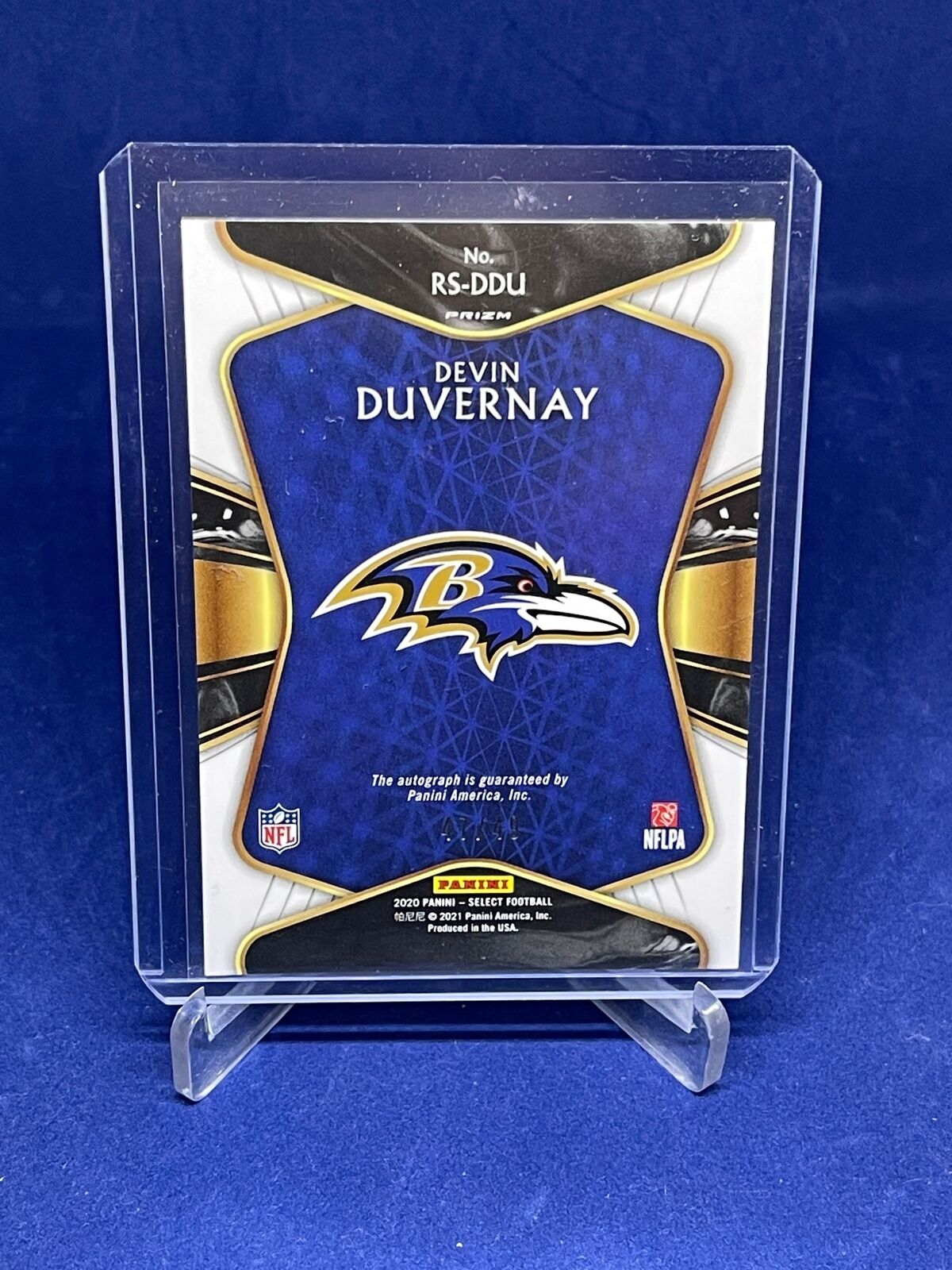 DEVIN DUVERNAY 2020 PANINI SELECT LIGHT BLUE PRIZM AUTO ROOKIE RC #D 47/49