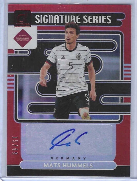 MATS HUMMELS 2021-22 DONRUSS ROAD TO QATAR RED SIGNATURE SERIES AUTO #D 15/49