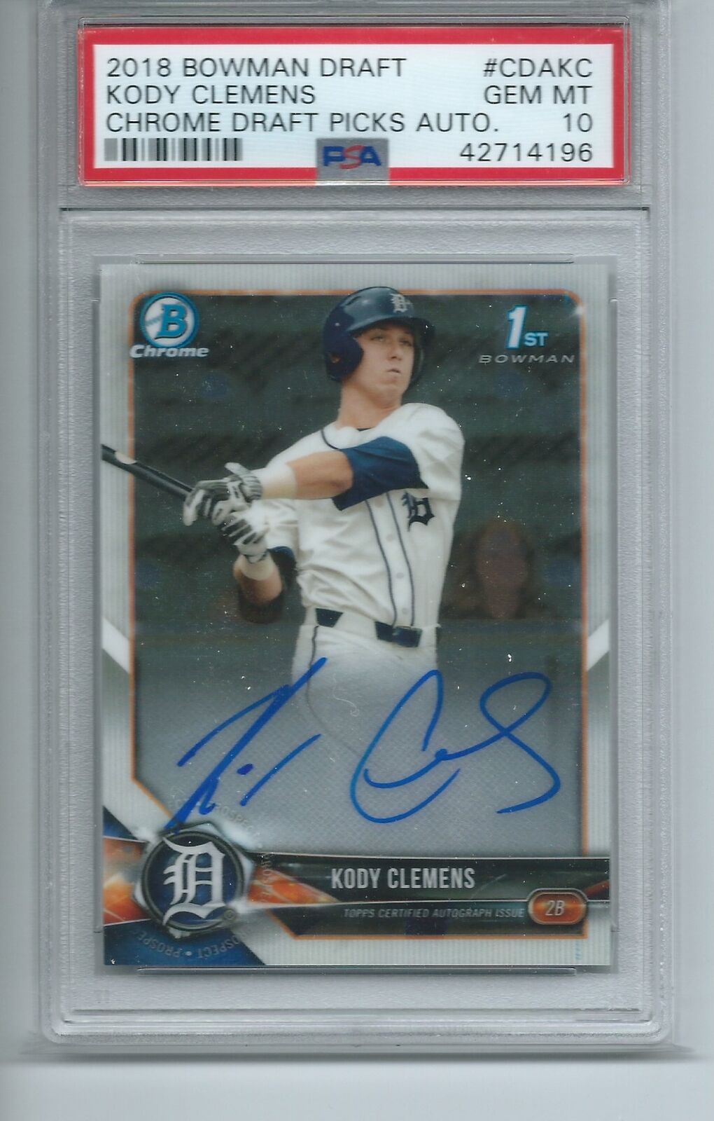 KODY CLEMENS 2018 BOWMAN CHROME DRAFT PICKS AUTO 1ST #CDAKC PSA 10 GEM MINT