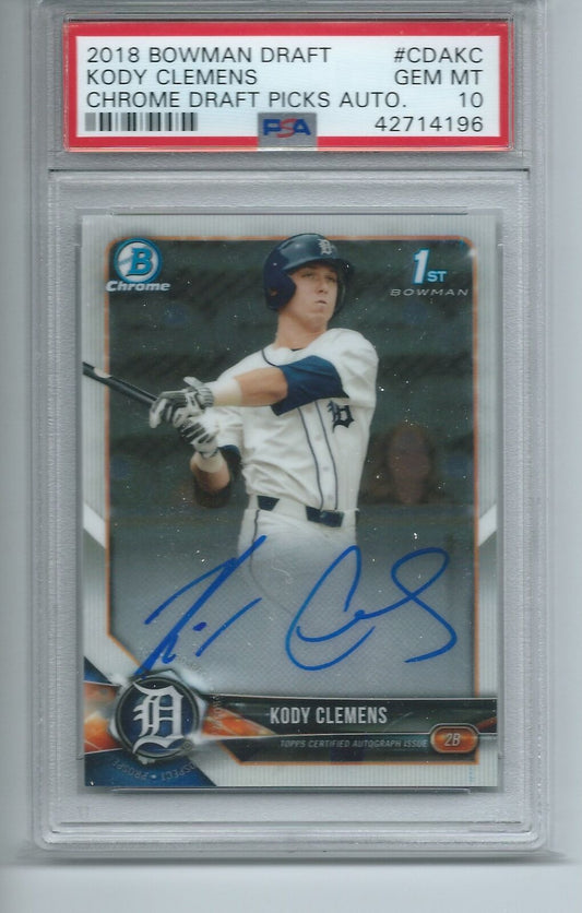 KODY CLEMENS 2018 BOWMAN CHROME DRAFT PICKS AUTO 1ST #CDAKC PSA 10 GEM MINT