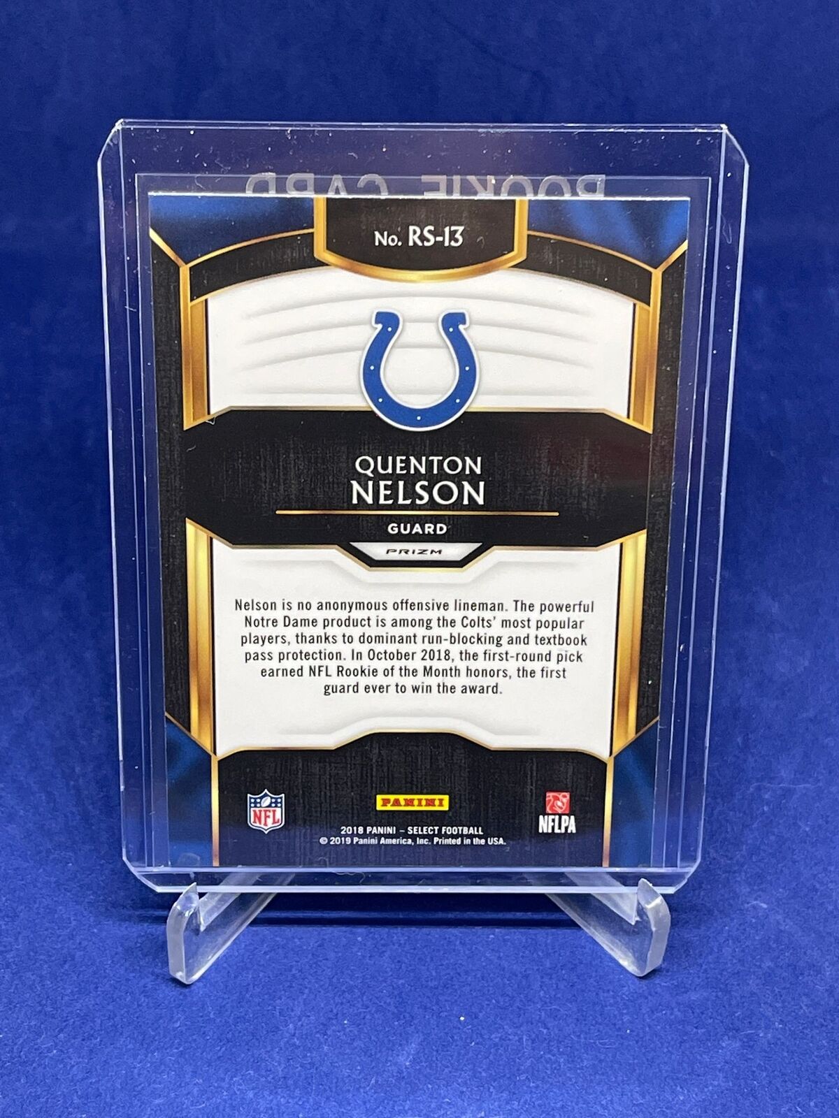 QUENTON NELSON 2018 PANINI SELECT DRAFT SELECTIONS SILVER PRIZM ROOKIE RC