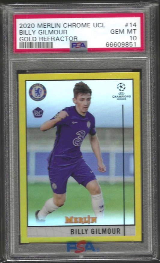 BILLY GILMOUR 2020-21 TOPPS MERLIN GOLD REFRACTOR RC /50 PSA 10 GEM MINT POP 2