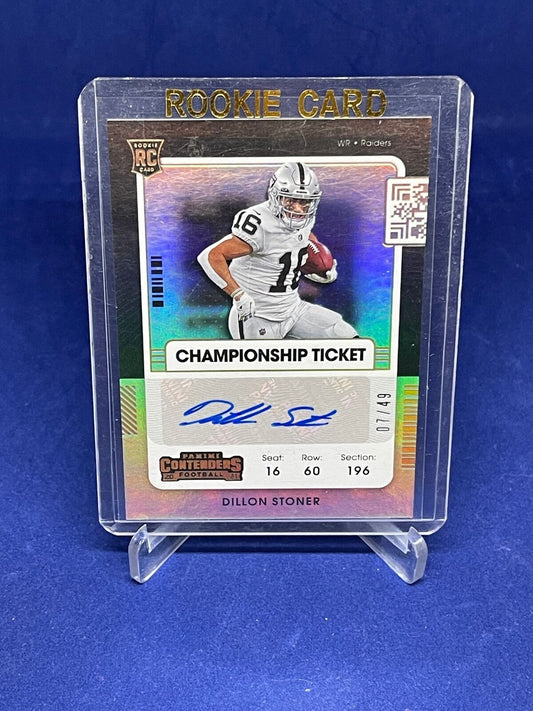 DILLON STONER 2021 PANINI CONTENDERS CHAMPIONSHIP TICKET AUTO ROOKIE RC #D 7/49