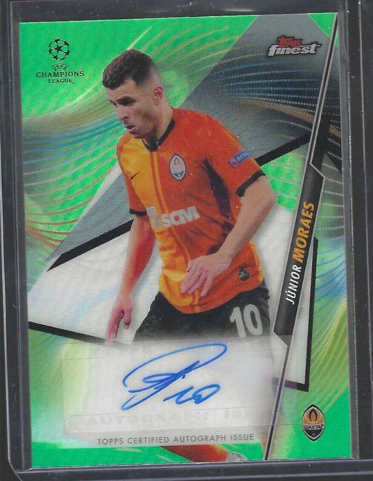 JUNIOR MORAES 2020-21 TOPPS FINEST UCL GREEN REFRACTOR AUTO #D 38/99