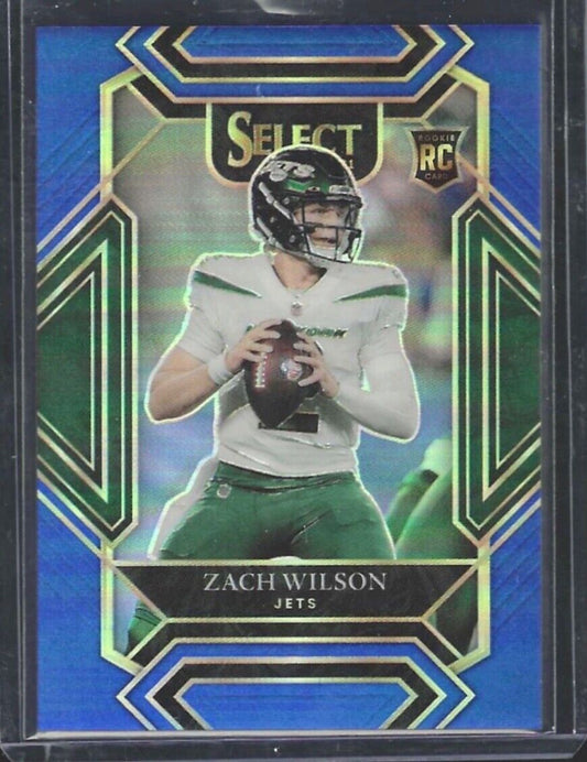 ZACH WILSON 2021 PANINI SELECT CLUB LEVEL BLUE PRIZM ROOKIE RC #D 22/99