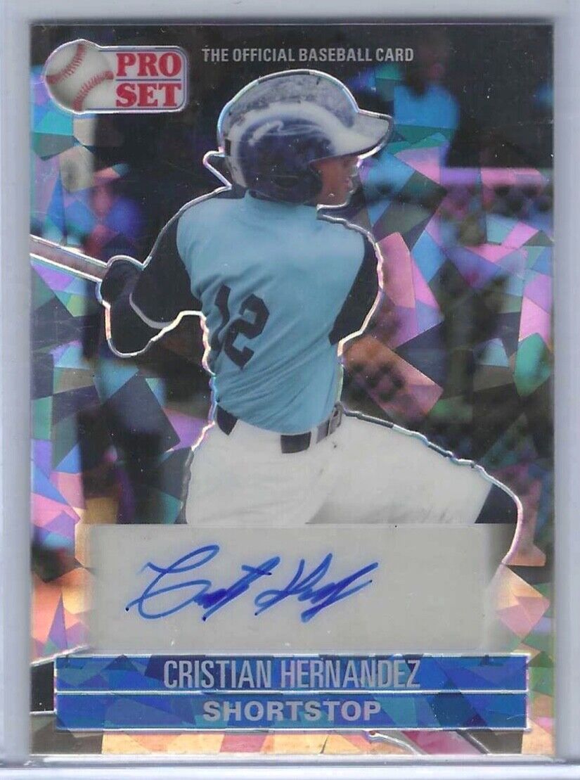 CRISTIAN HERNANDEZ 2021 LEAF PRO SET CRACKED ICE PRIZM PROSPECT AUTO #D 16/25