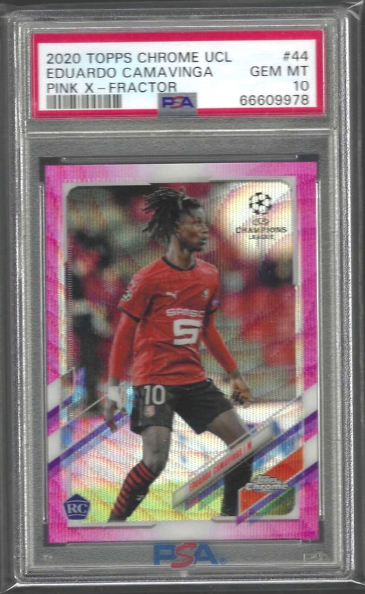 EDUARDO CAMAVINGA 2020-21 TOPPS CHROME PINK X-FRACTOR RC #44 PSA 10 GEM MINT