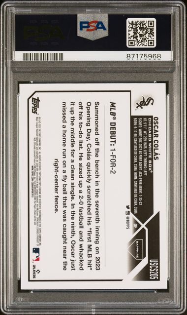 OSCAR COLAS 2023 TOPPS CHROME UPDATE SAPPIRE RED REF RC #D 5/5 PSA 10 POP 1/1