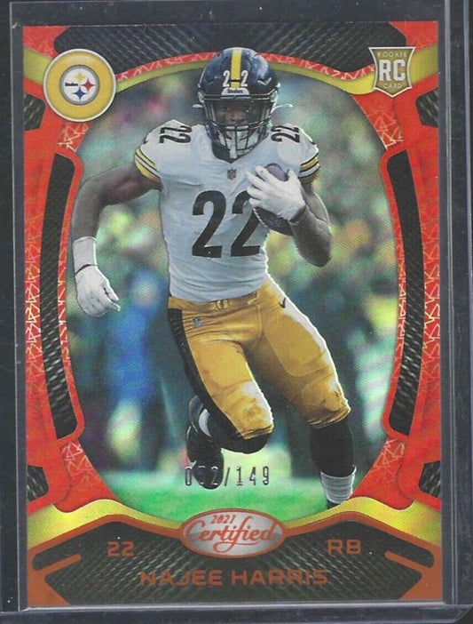 NAJEE HARRIS 2021 PANINI CERTIFIED MIRROR ORANGE ROOKIE RC #D 052/149