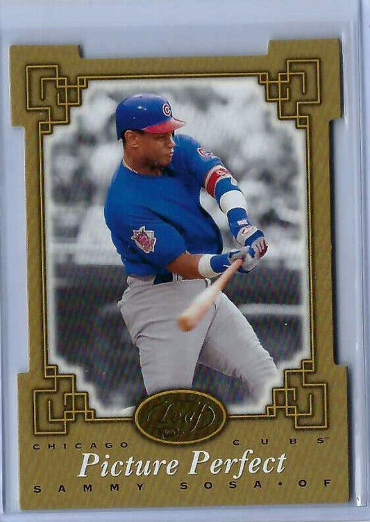 SAMMY SOSA 2004 DONRUSS PLAYOFF LEAF PICTURE PERFECT GOLD DIE CUT #D 11/100
