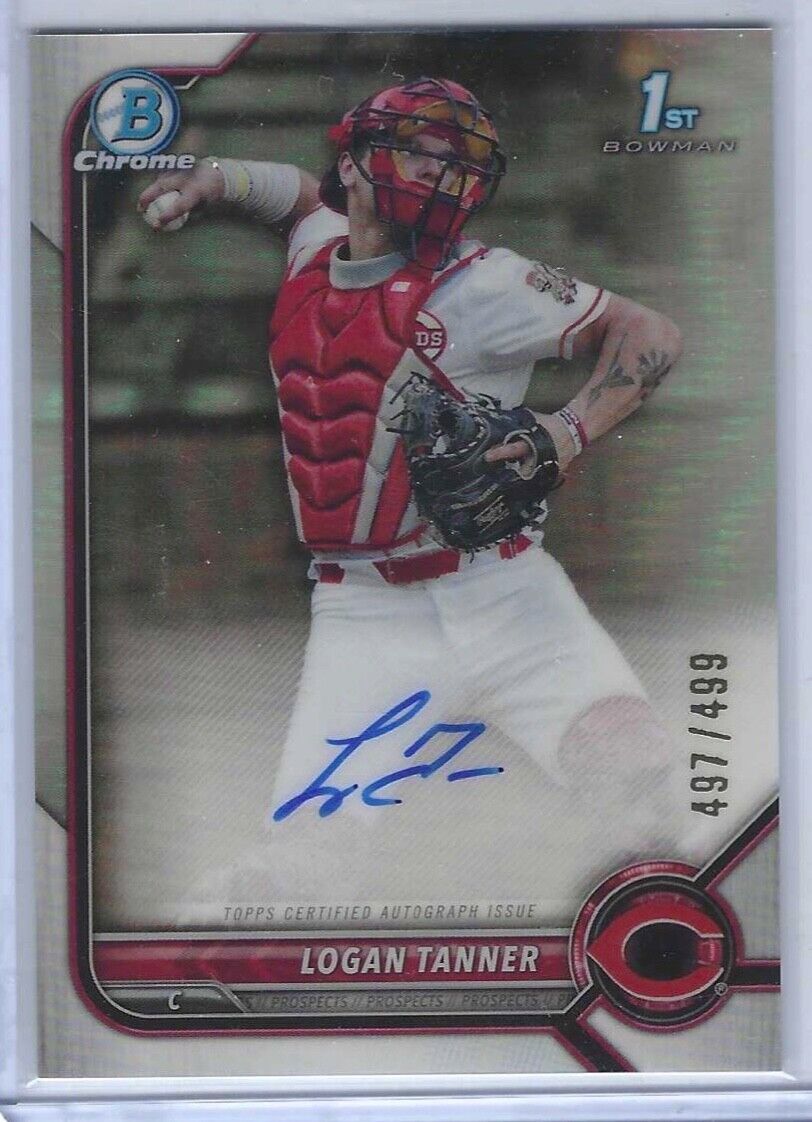 LOGAN TANNER 2022 BOWMAN CHROME DRAFT REFRACTOR 1ST PROSPECT AUTO #D 497/499