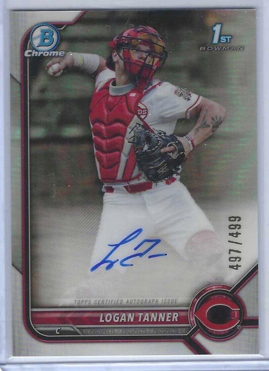 LOGAN TANNER 2022 BOWMAN CHROME DRAFT REFRACTOR 1ST PROSPECT AUTO #D 497/499