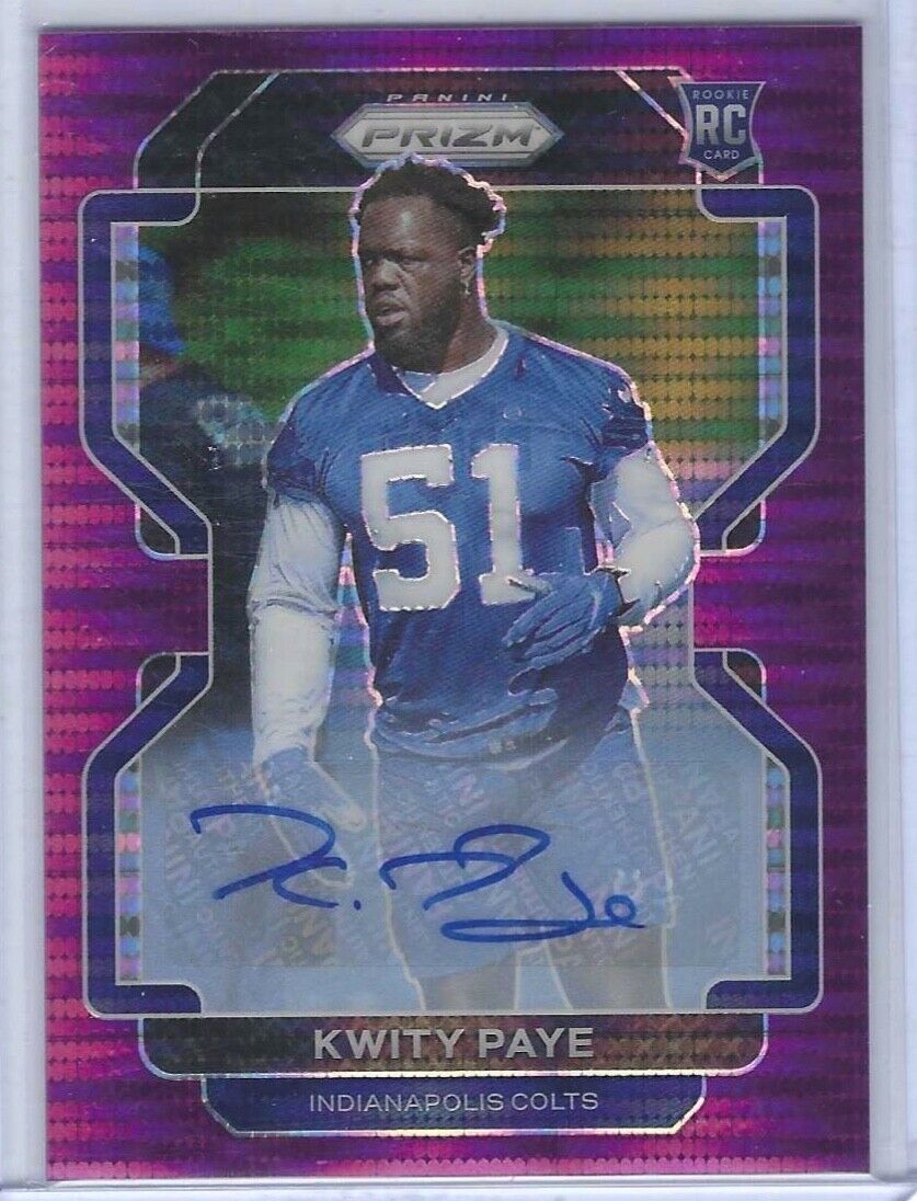 KWITY PAYE 2021 PANINI PRIZM PURPLE PULSAR PRIZMS ROOKIE AUTO RC #378