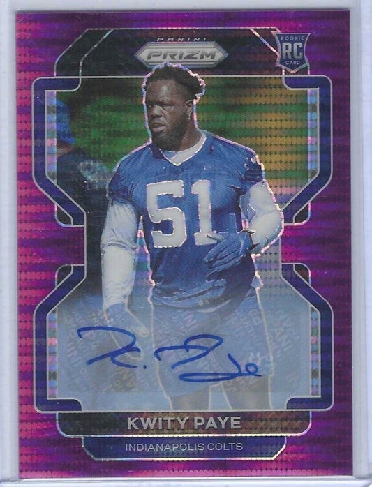 KWITY PAYE 2021 PANINI PRIZM PURPLE PULSAR PRIZMS ROOKIE AUTO RC #378