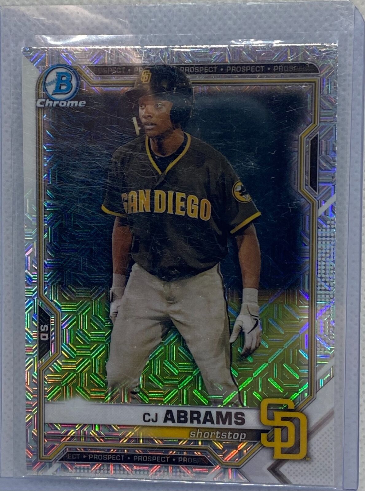 CJ ABRAMS 2021 TOPPS BOWMAN CHROME MEGA BOX MOJO REFRACTOR PROSPECT #BCP-227