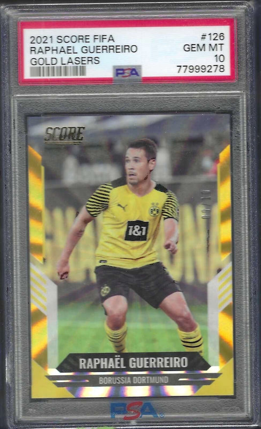 RAPHAEL GUERREIRO 2021 PANINI SCORE FIFA GOLD LASERS /10 PSA 10 GEM POP 1/1