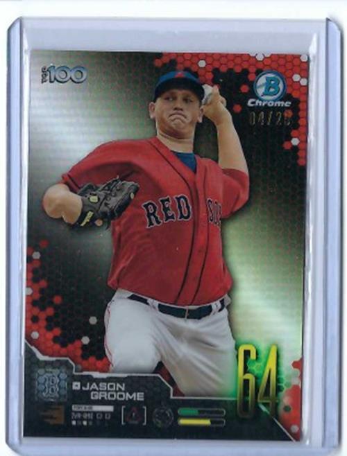 JASON GROOME 2019 TOPPS BOWMAN CHROME TOP 100 ORANGE REFRACTOR #D 4/25