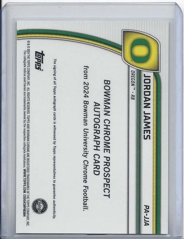 JORDAN JAMES 2024 BOWMAN CHROME UNIVERSITY 1ST OREGON AUTO