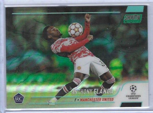 ANTHONY ELANGA 2021-22 STADIUM CLUB CHROME GREEN AQUA ELECTRIC REFRACTOR RC /199