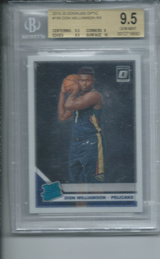 ZION WILLIAMSON 2019-20 DONRUSS OPTIC RATED ROOKIE RC #158 BGS 9.5 GEM MINT