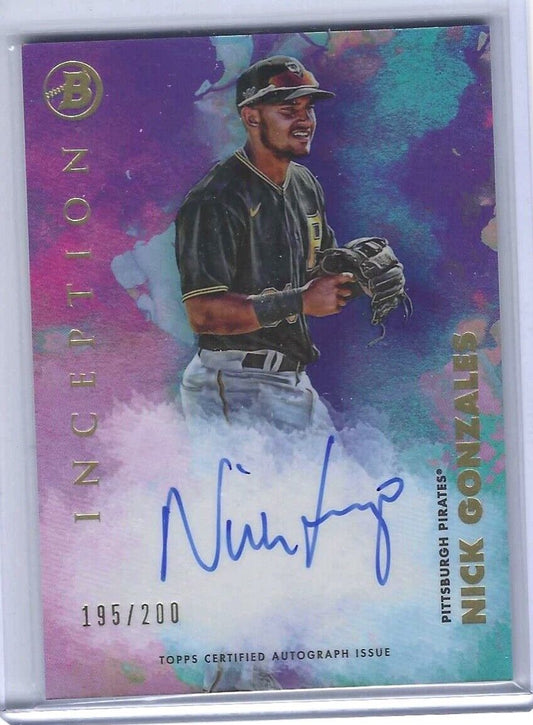 NICK GONZALES 2021 BOWMAN INCEPTION PROSPECT ON CARD AUTO #D 195/200