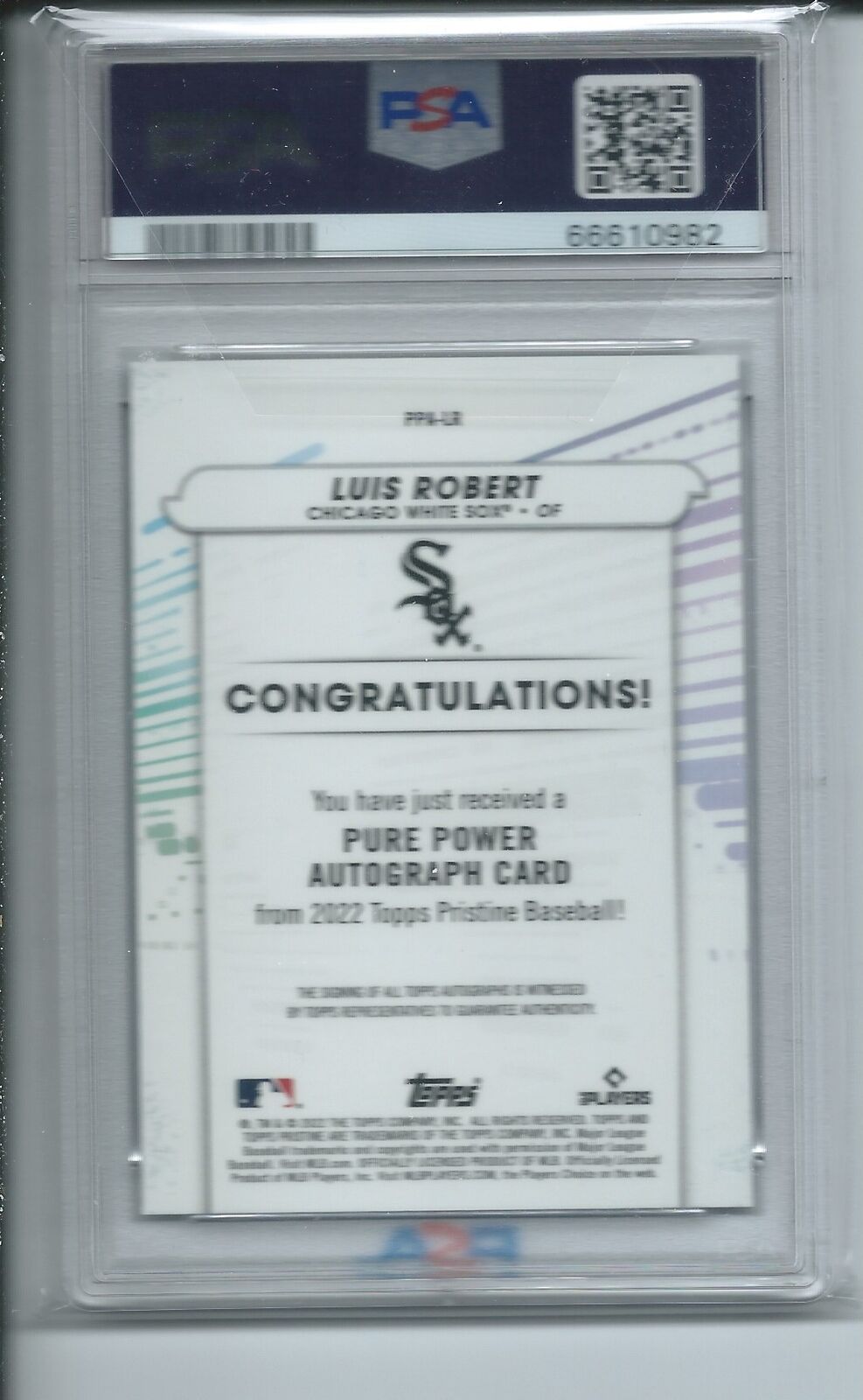 LUIS ROBERT 2022 TOPPS PRISTINE PURE POWER ON CARD AUTO PSA 10 GEM MINT POP 8