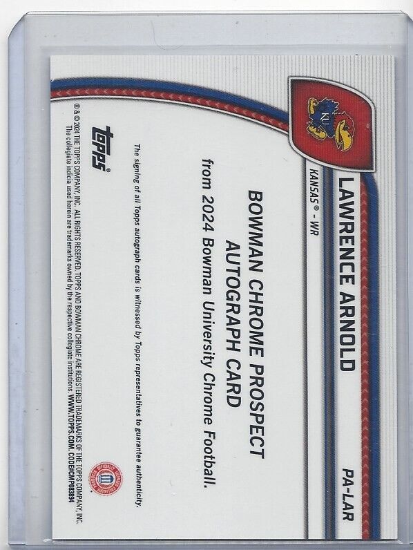 LAWRENCE ARNOLD 20224 BOWMAN CHROME UNIVERSITY 1ST KANSAS STEALTH REFRACTOR AUTO