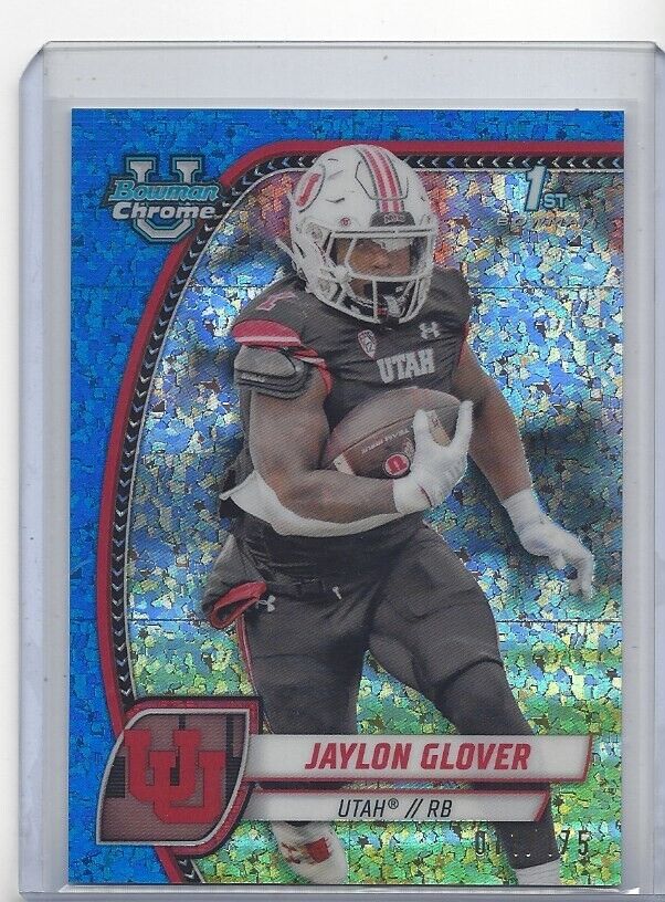 JAYLON GLOVER 2024 BOWMAN CHROME UNIVERSITY 1ST BLUE MINI DIAMOND REFRACTOR /175