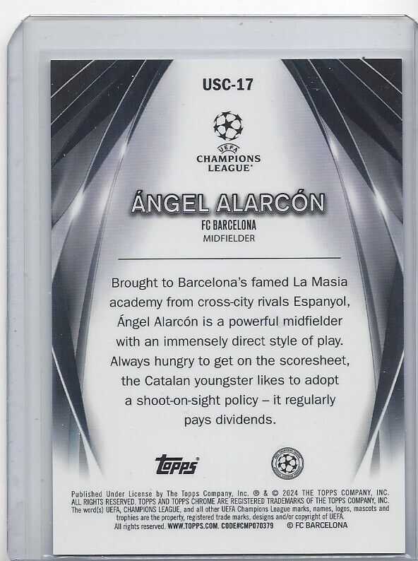 ANGEL ALARCON 2023-24 TOPPS CLUB ULTIMATE STAGE CHROME PURPLE REFRACTOR RC /75
