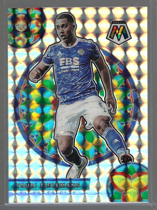 YOURI TIELEMANS 2021-22 PANINI MOSAIC EPL STAINED GLASS PRIZM SSP CASE HIT #24