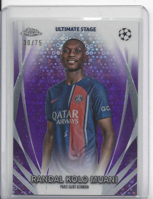 RANDAL KOLO MUANI 2023-24 TOPPS UCL CLUB PURPLE ULTIMATE STAGE REFRACTOR #D /75