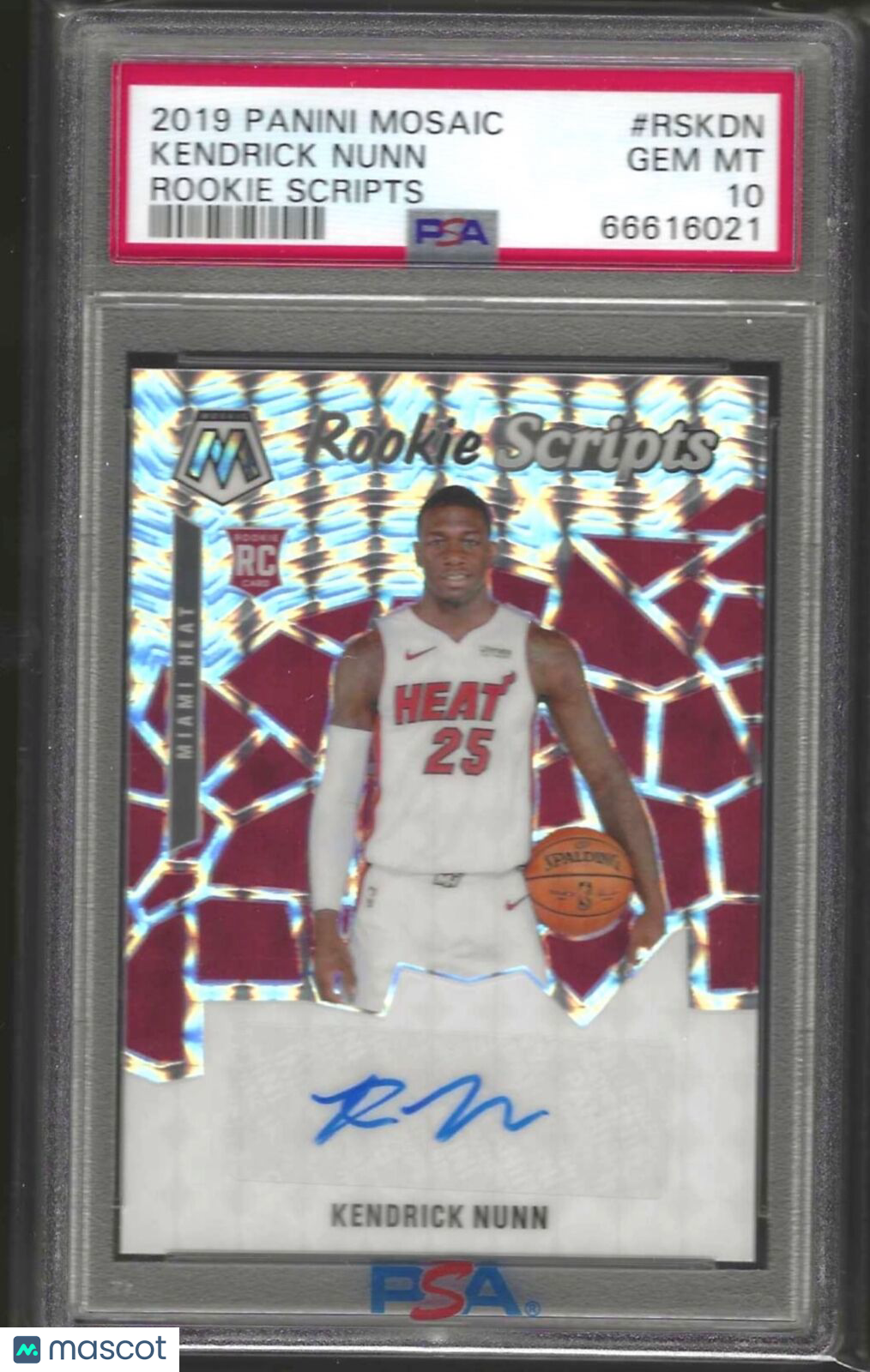 KENDRICK NUNN 2019-20 PANINI MOSAIC ROOKIE SCRIPTS AUTO RC PSA 10 GEM MINT