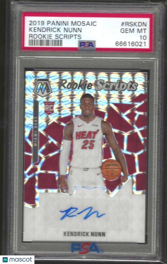 KENDRICK NUNN 2019-20 PANINI MOSAIC ROOKIE SCRIPTS AUTO RC PSA 10 GEM MINT