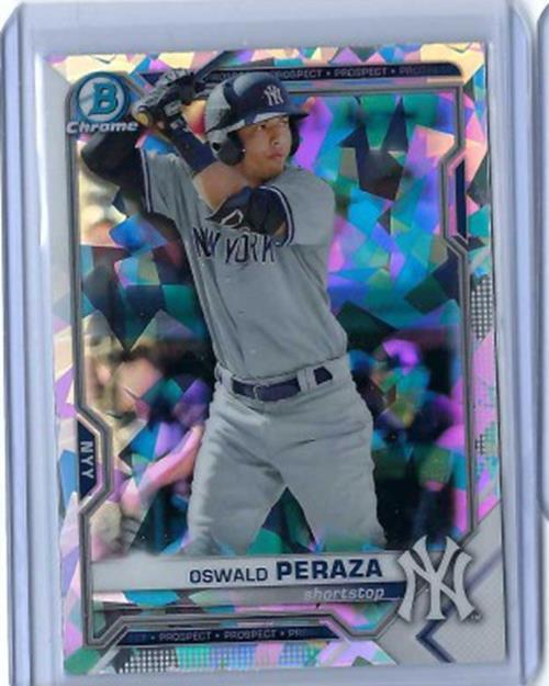 OSWALD PERAZA 2021 TOPPS BOWMAN CHROMEE SAPPHIRE ATOMIC REFRACTOR #BCP-50