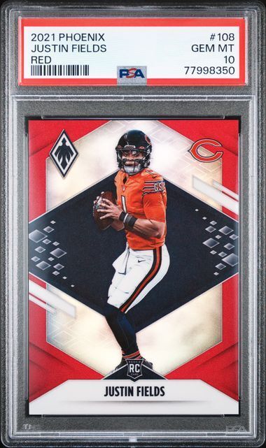 JUSTIN FIELDS 2021 PANINI PHOENIX RED PRIZM RC #D 228/250 PSA 10 GEM MINT