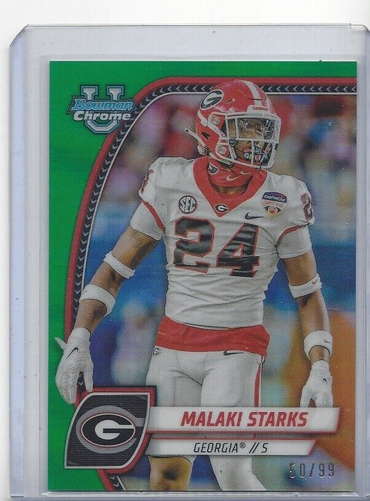 MALAKI STARKS 2024 BOWMAN CHROME UNIVERSITY GREEN REFRACTOR #D /99
