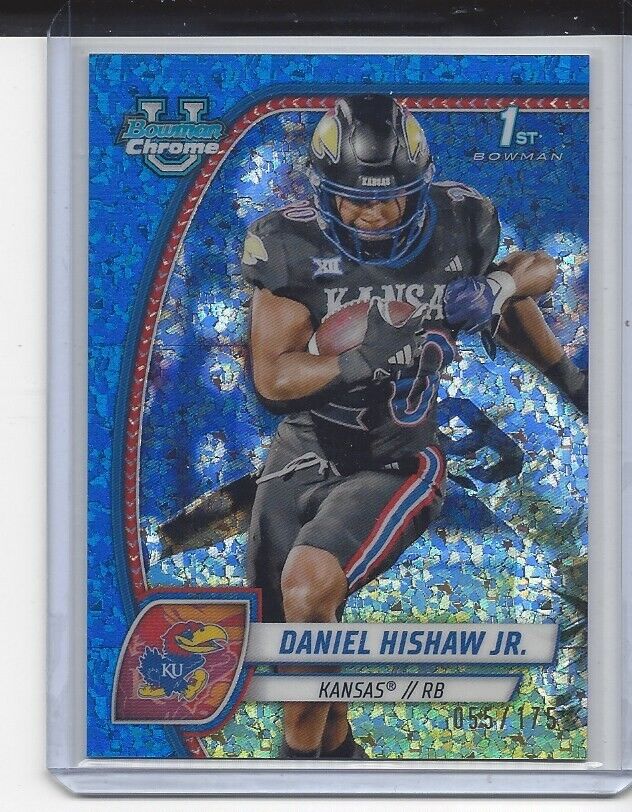DANIEL HISHAW 2024 BOWMAN CHROME UNIVERSITY 1ST BLUE MINI DIAMOND REFRACTOR /175