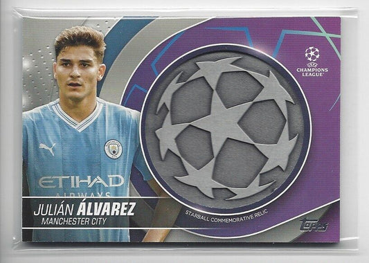 JULIAN ALVAREZ 2023-24 TOPPS CLUB COMPETITIONS UCL STARBALL RELIC PATCH