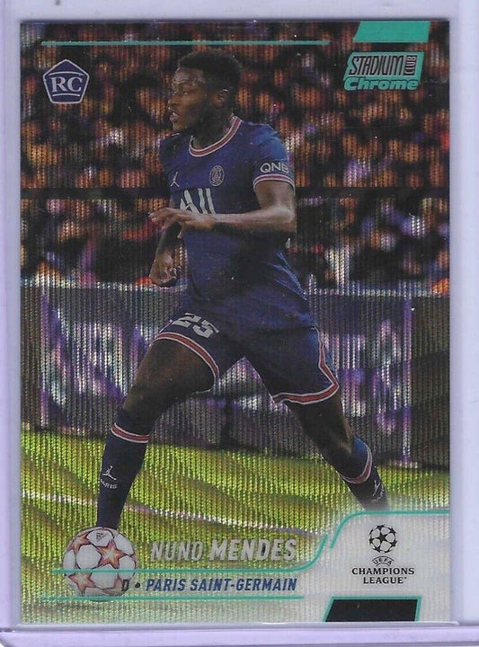 NUNO MENDES 2021-22 TOPPS STADIUM CLUB CHROME AQUA WAVE REFRACTOR RC #D 013/250