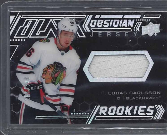 LUCAS CARLSSON 2020-21 UPPER DECK UD BLACK OBSIDIAN JERSEY RC #D 284/399