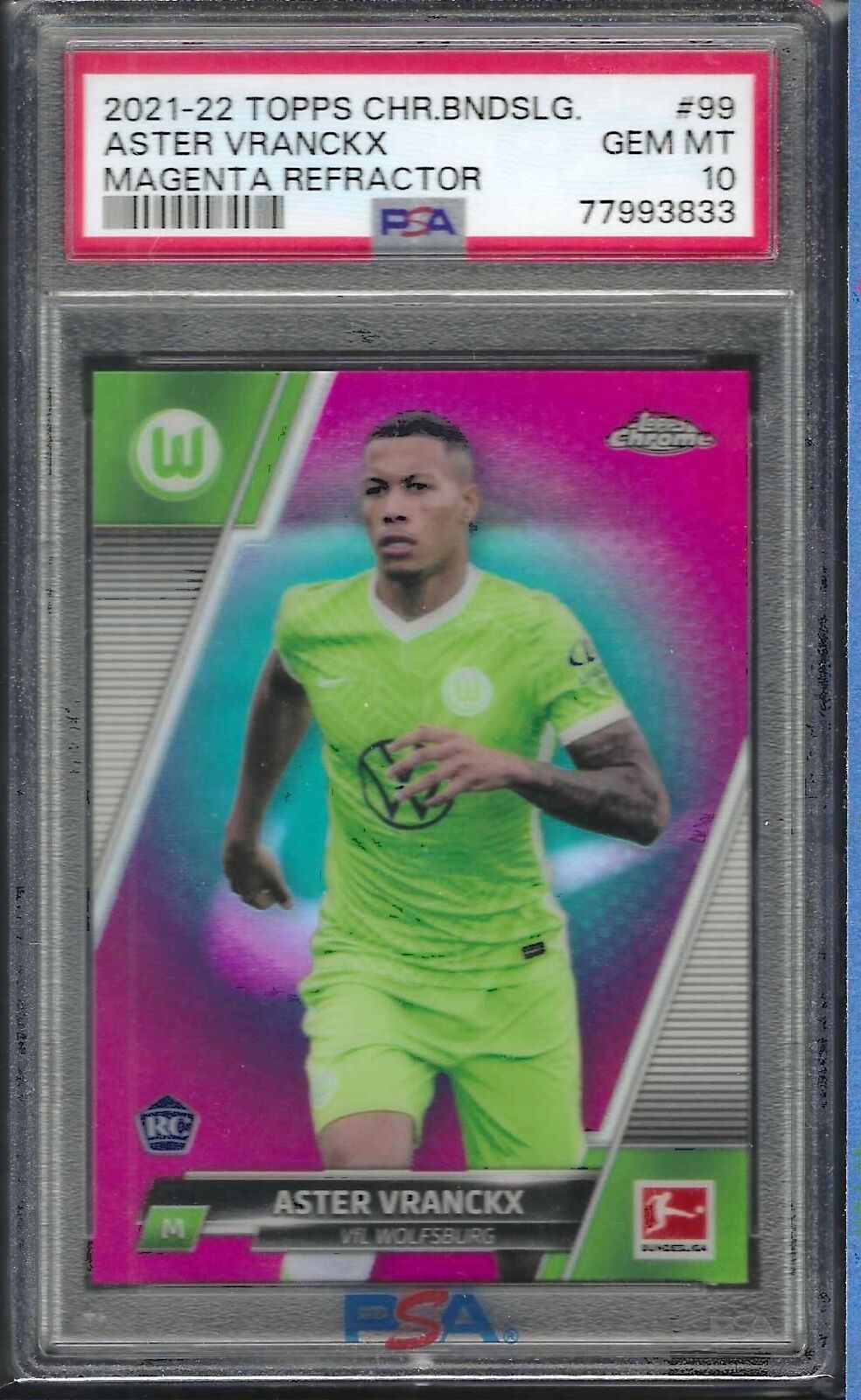 ASTER VRANCKX 2021-22 TOPPS CHROME BUND MAGENTA REFRACTOR RC /399 PSA 10 POP 1/1