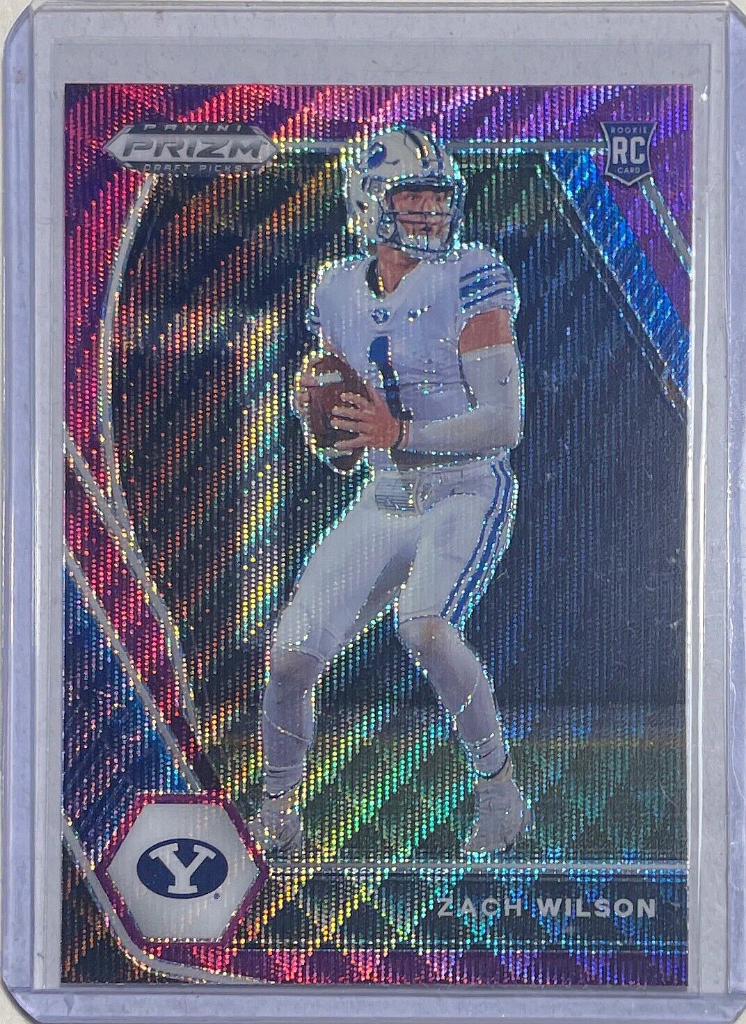 ZACH WILSON 2021 PANINI PRIZM DRAFT PICKS PURPLE WAVE PRIZM ROOKIE RC #105