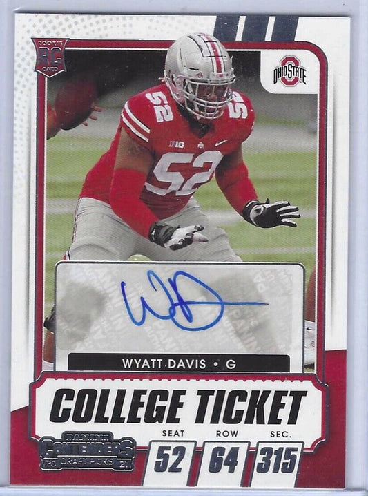 WYATT DAVIS 2021 CONTENDERS DRAFT PICKS COLLEGE TICKET AUTO RC #197