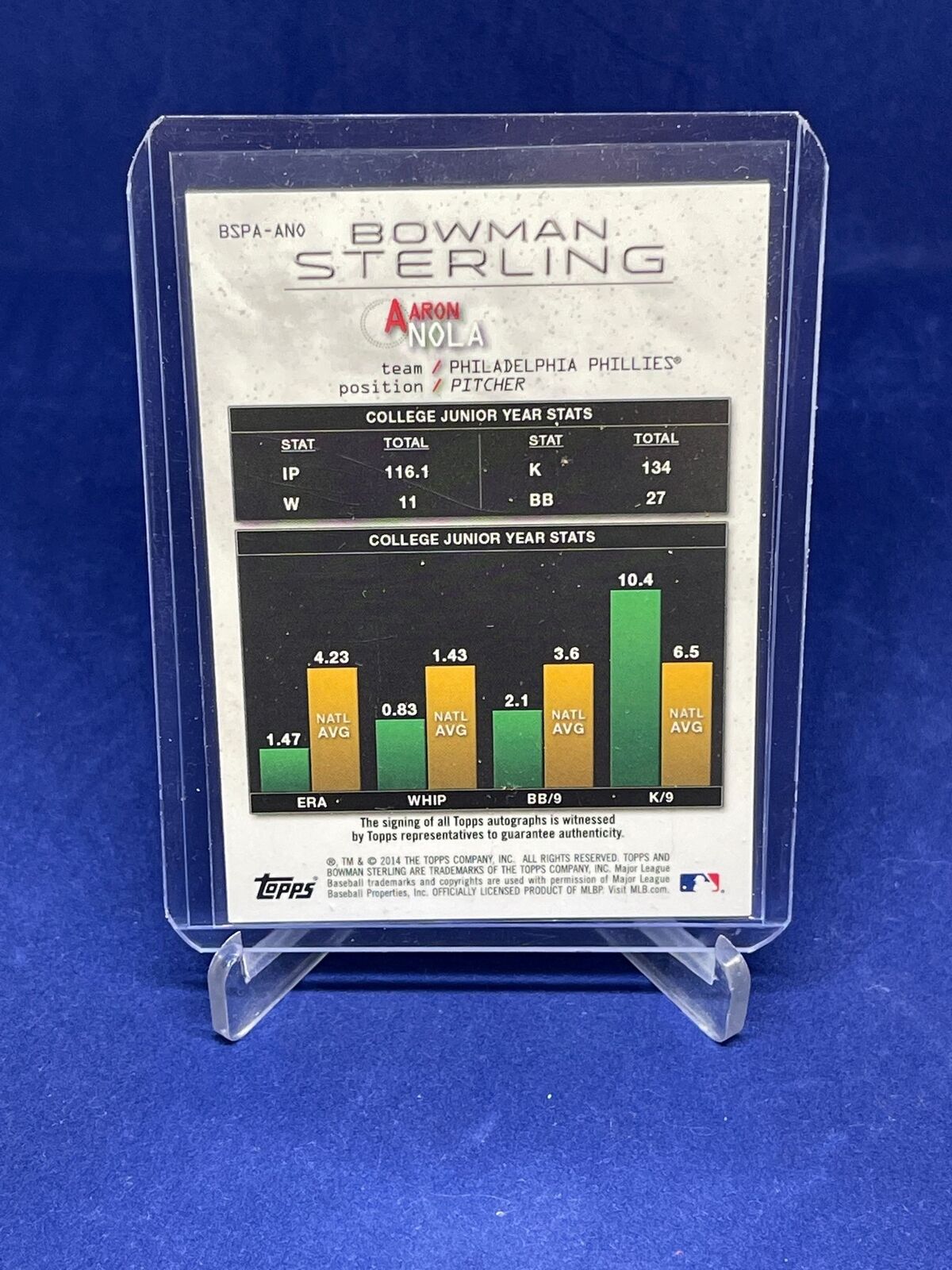 AARON NOLA 2014 BOWMAN STERLING AUTO PROSPECT