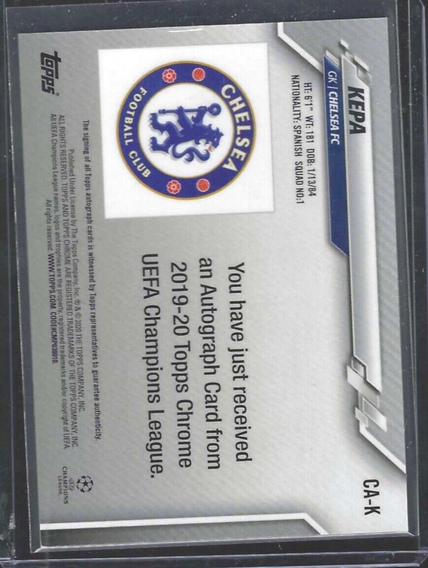 KEPA ARRIZABALAGA 2019-20 TOPPS CHROME UEFA SILVER REFRACTOR AUTO #CA-K