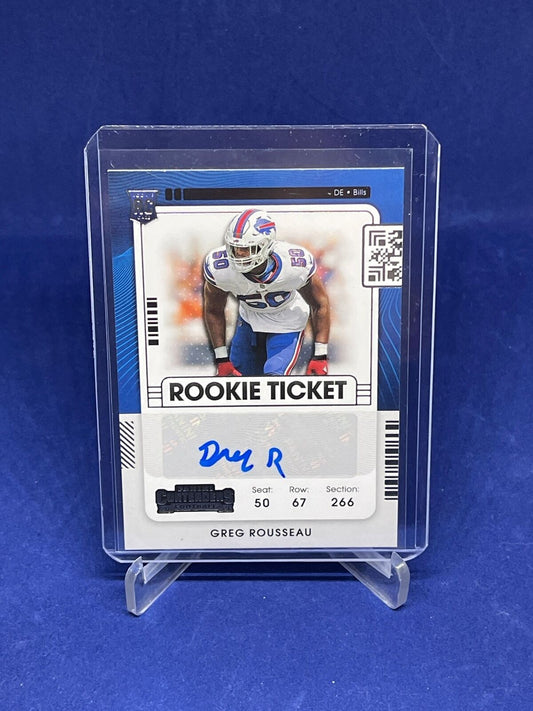 GREG ROUSSEAU 2021 PANINI CONTENDERS ROOKIE TICKET AUTO RC #158